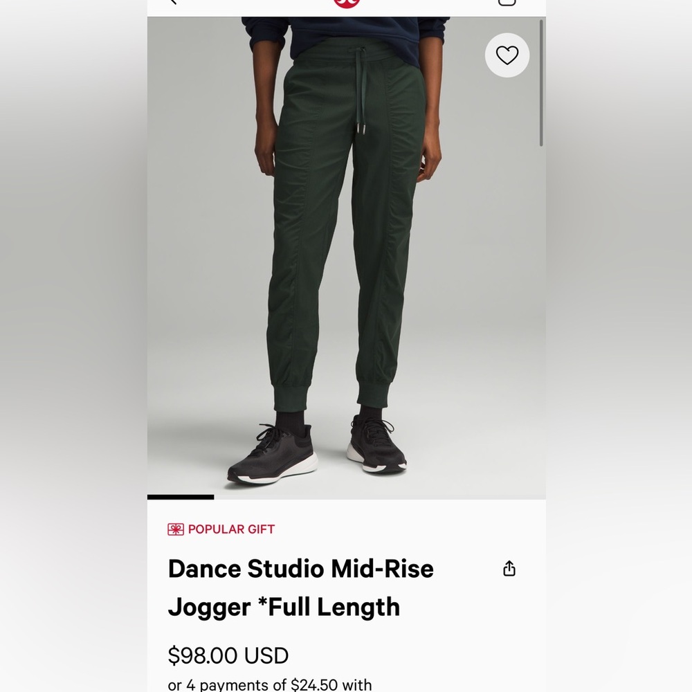 Lululemon Dance studio jogger mid rise full length in legacy green